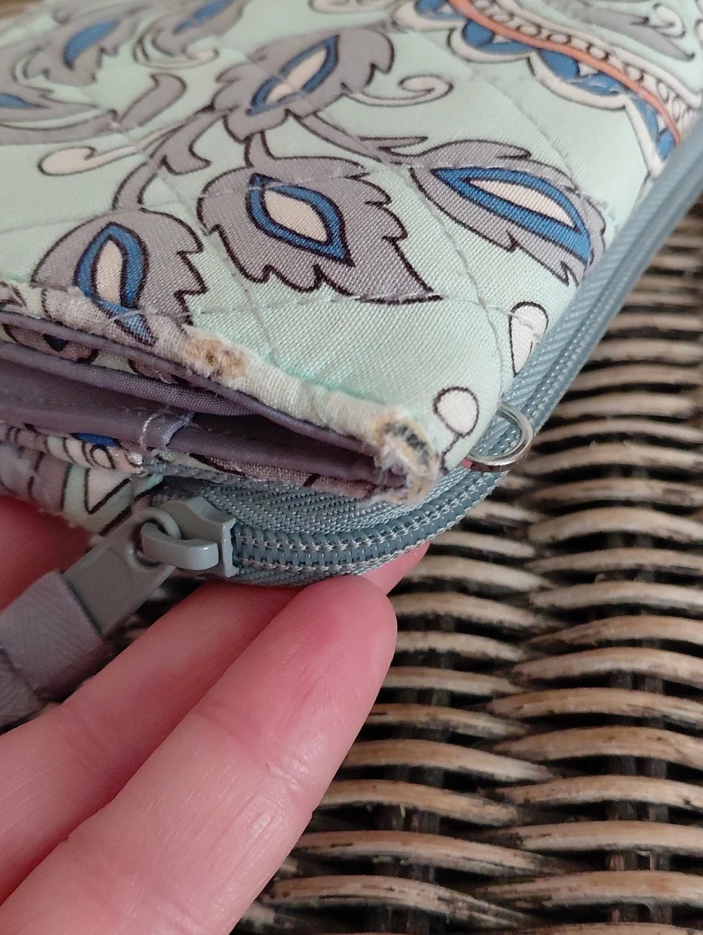 Vera Bradley Mint and Blue Quilted Floral Wristlet Wallet